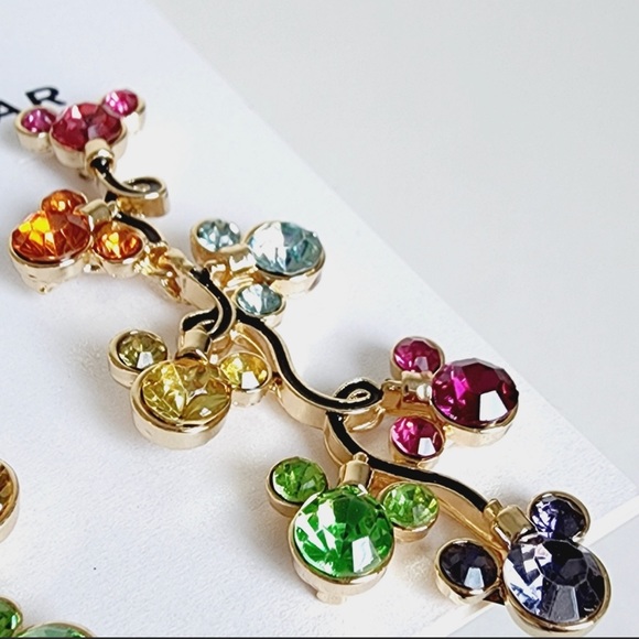Disney BaubleBar Mickey Mouse Ears Lights Multicolor Dangle Earrings Retired NWT - Picture 3 of 3